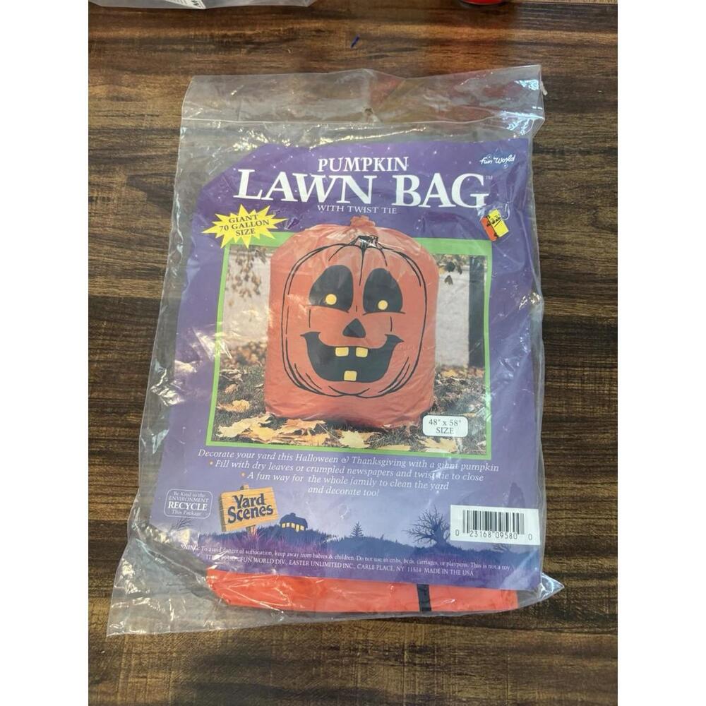 Vintage Halloween Pumpkin Leaf Lawn Bag Decoration GIANT 70 Gallon 1pk USA Made